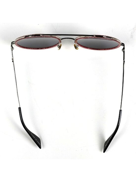 Gucci Logo Sunglasses Round Eyewear Bumblebee Metal Silver Red main image 3
